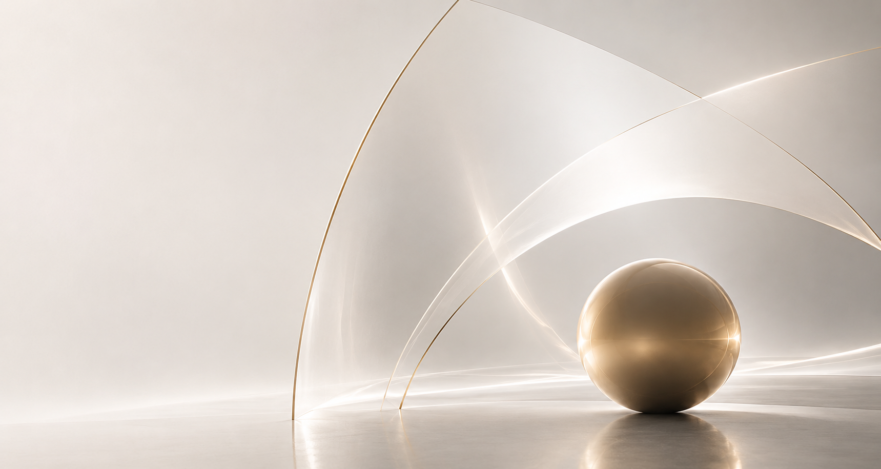 Sculptural ivory forms with a polished gold sphere